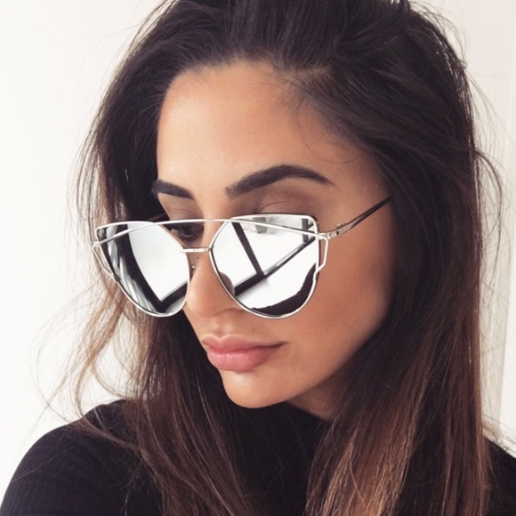 Accessories - Silver Cat Eye Mirrored Sunglasses